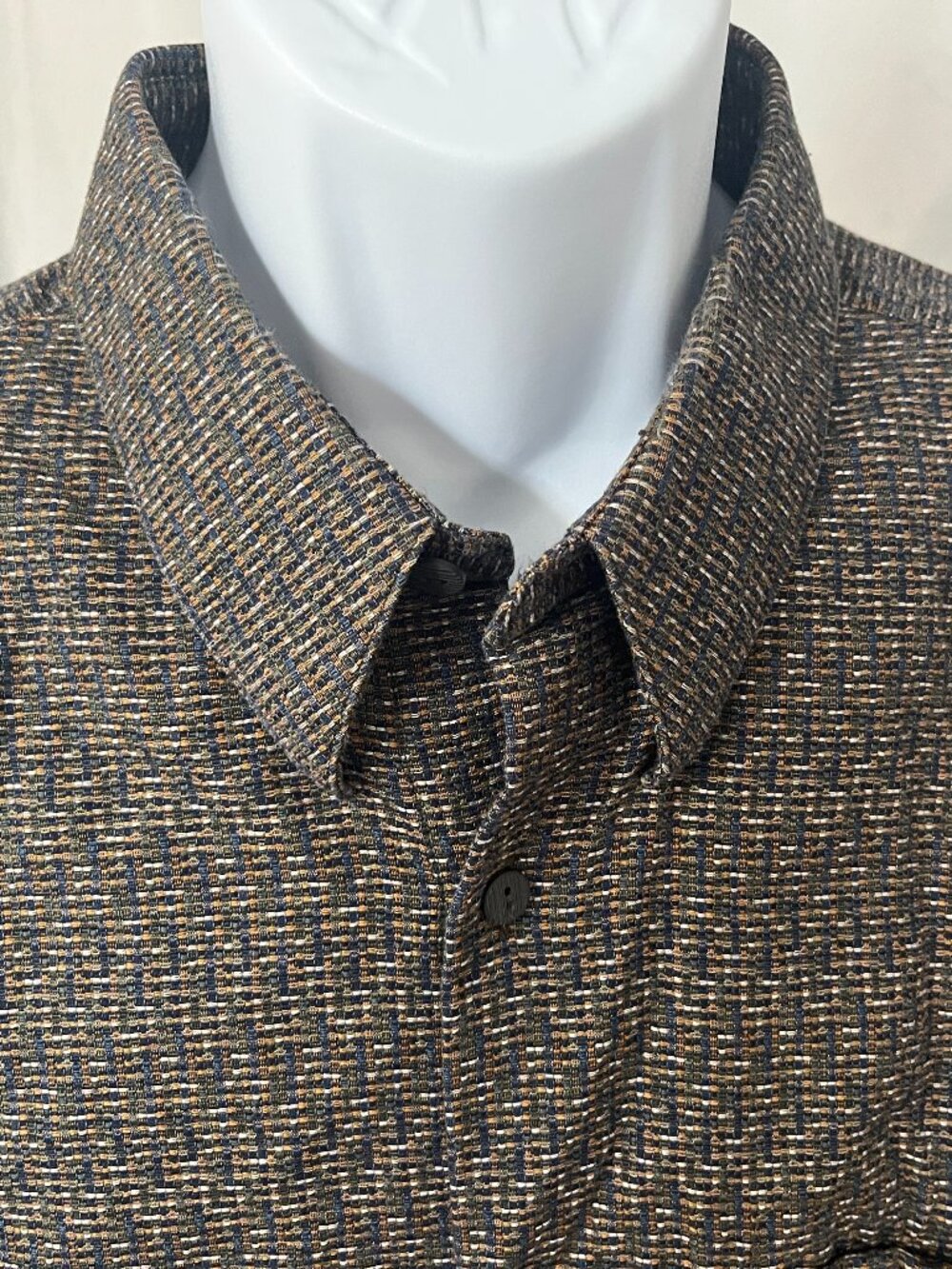🧵 Jhane Barnes Mens Woven in Japan Black Blue Green Shirt 2XL XXL 👔
